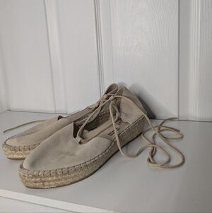 Fabiolas Womens Shoes Spain leather Espadrille Beige Tan Size 40 uS 9.5